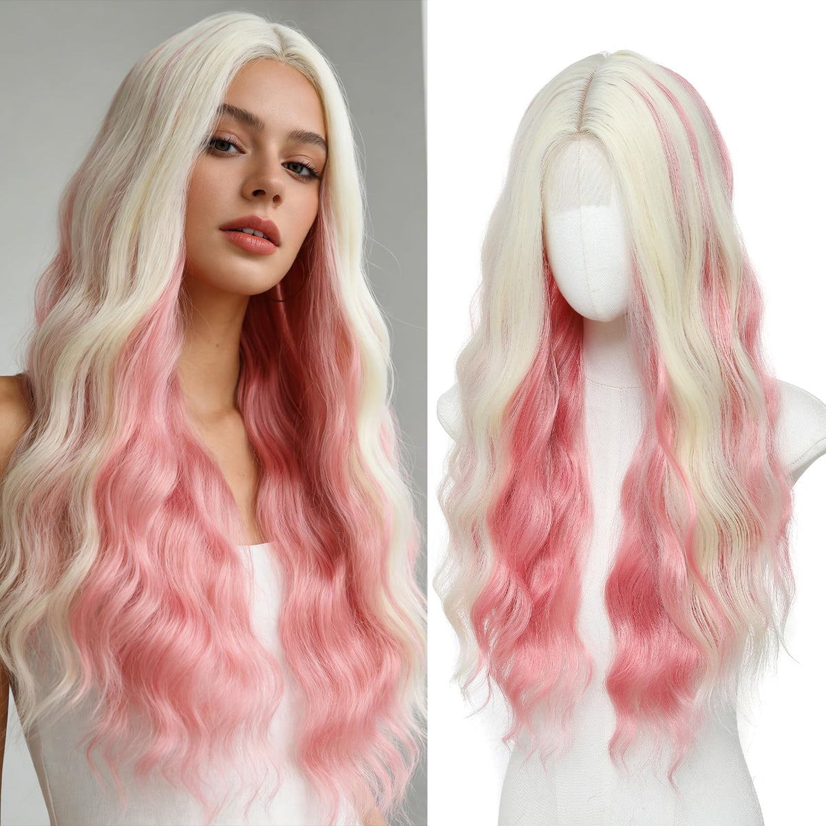 Sisu Couture's Pink Wig Long Pink Wavy Wigs 26 Inch Middle - image 22