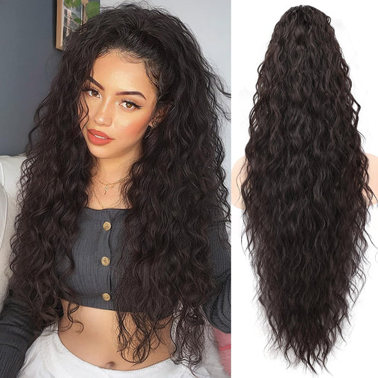 Sisu Couture's Orsuncer Claw Long Wavy Ponytail Extension Black Brown 30" - image 1