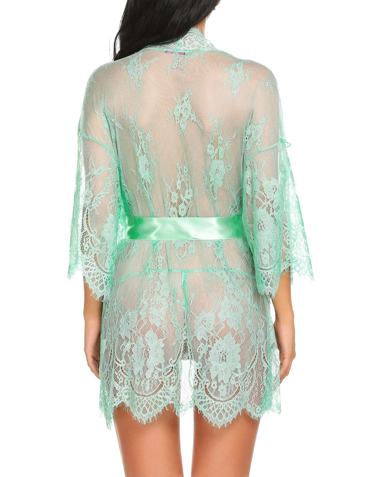 Sisu Couture's Avidlove Lace Kimono Robe Babydoll Lingerie Mesh Nightgown S - image 16