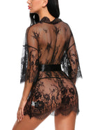 Sisu Couture's Avidlove Lace Kimono Robe Babydoll Lingerie Mesh Nightgown S - image 17