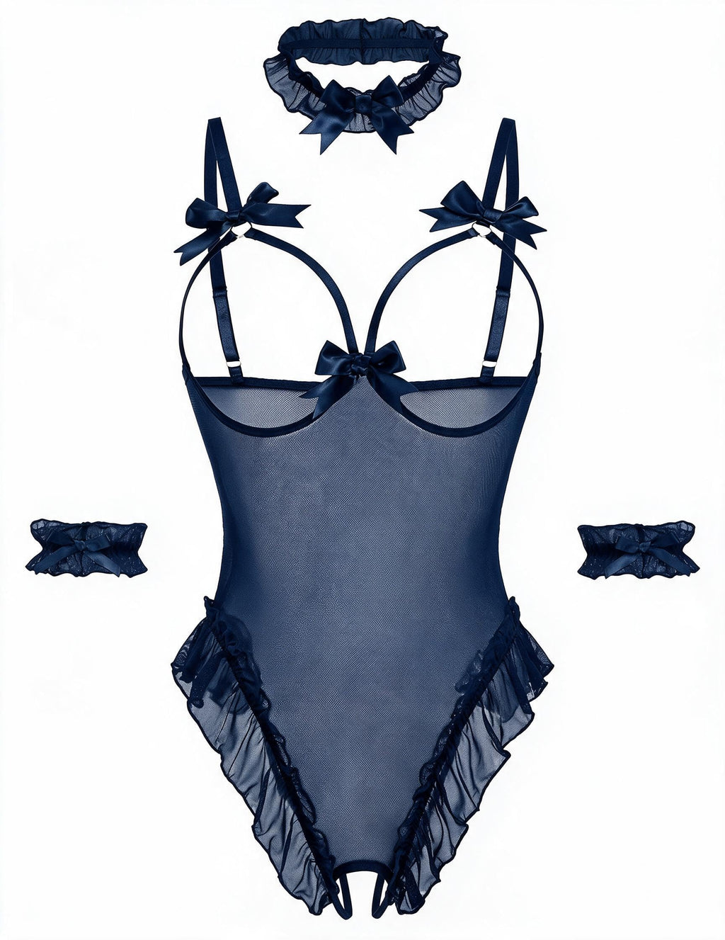 Sisu Couture's Avidlove Lingerie Bodysuit 4 Piece Set Sheer Mesh Teddy - image 21