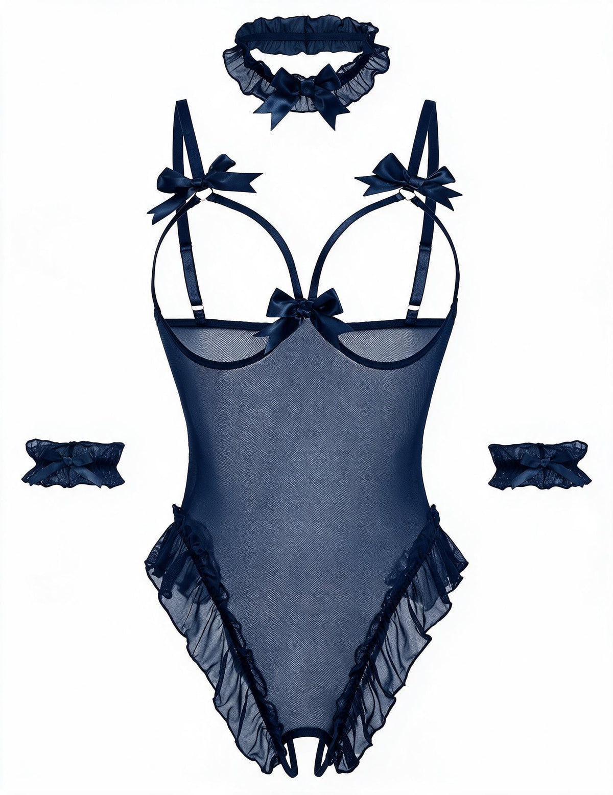 Sisu Couture's Avidlove Lingerie Bodysuit 4 Piece Set Sheer Mesh Teddy - image 21