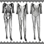 Sisu Couture's Jeyiour Black Lace Bodysuit With Garter Fishnet Bodystocking Belt - image 12