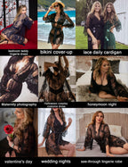 Sisu Couture's Avidlove Lace Kimono Robe Babydoll Lingerie Mesh Nightgown S - image 18