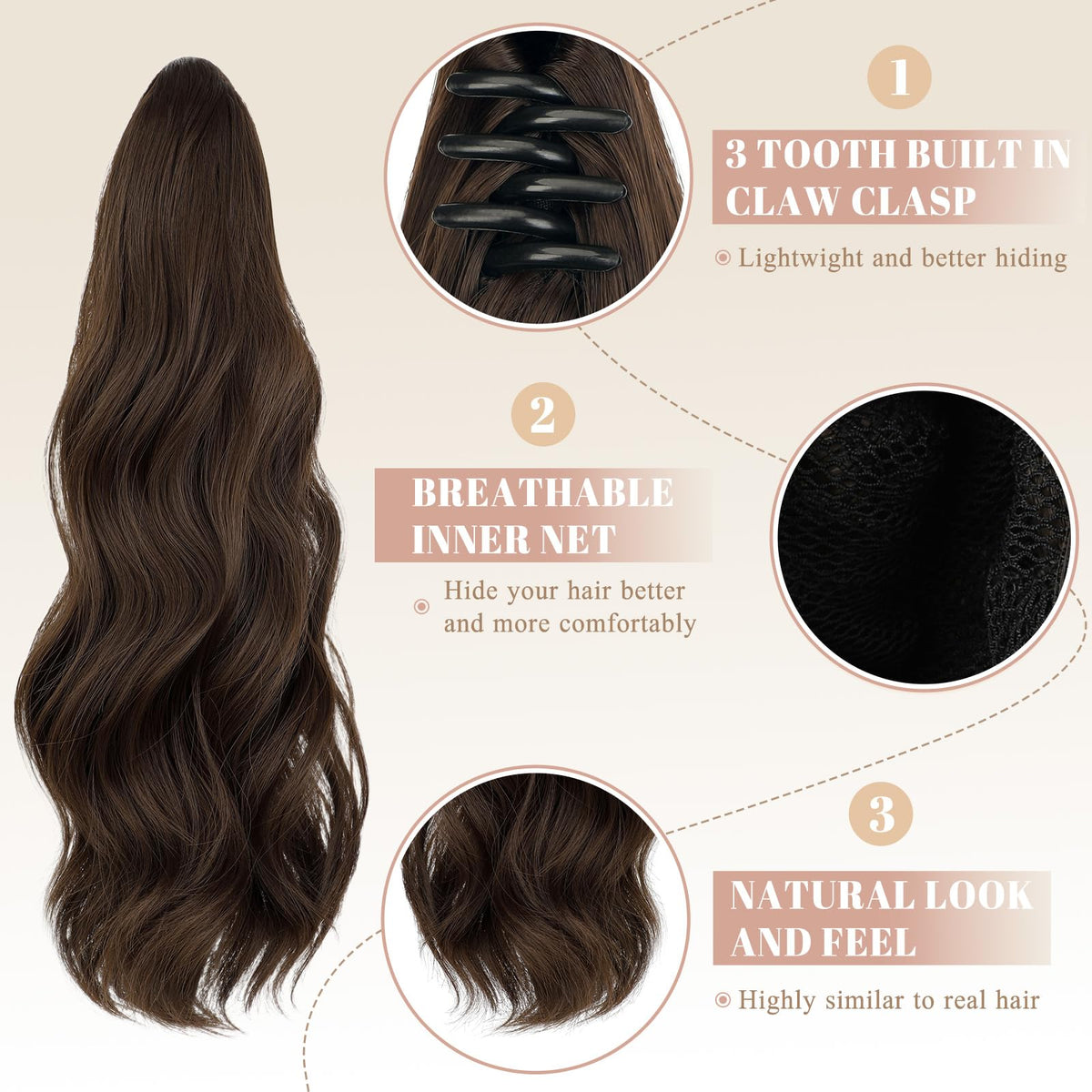 Sisu Couture's Felendy 16" Ponytail Extension Long Curly Wavy Ponytails Clip - image 15