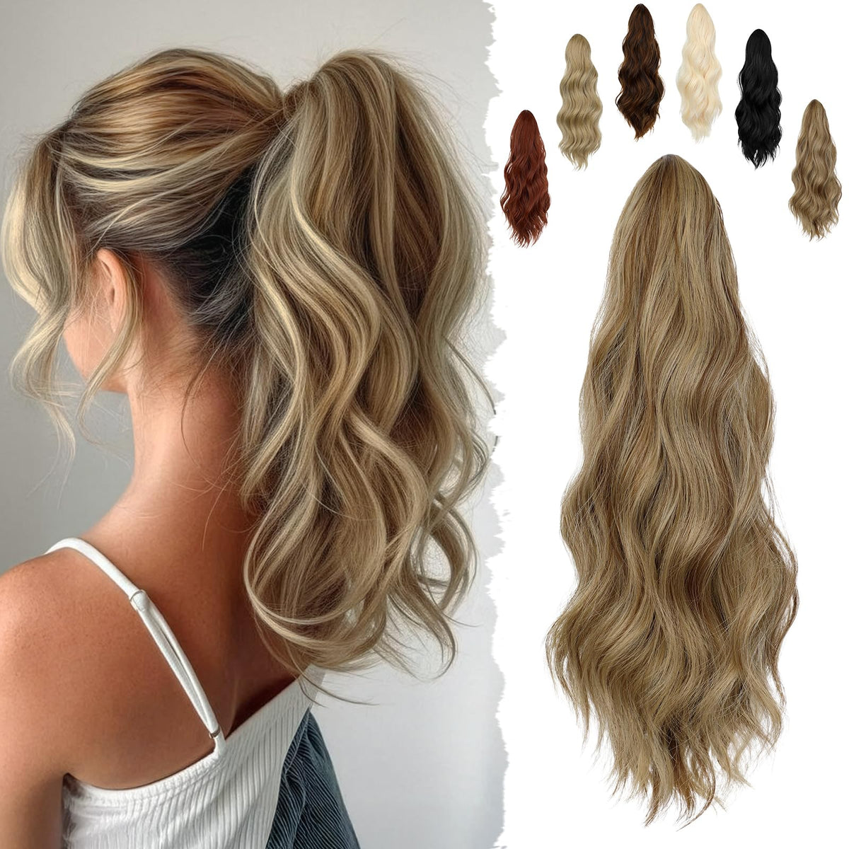 Sisu Couture's Felendy 16" Ponytail Extension Long Curly Wavy Ponytails Clip - image 1