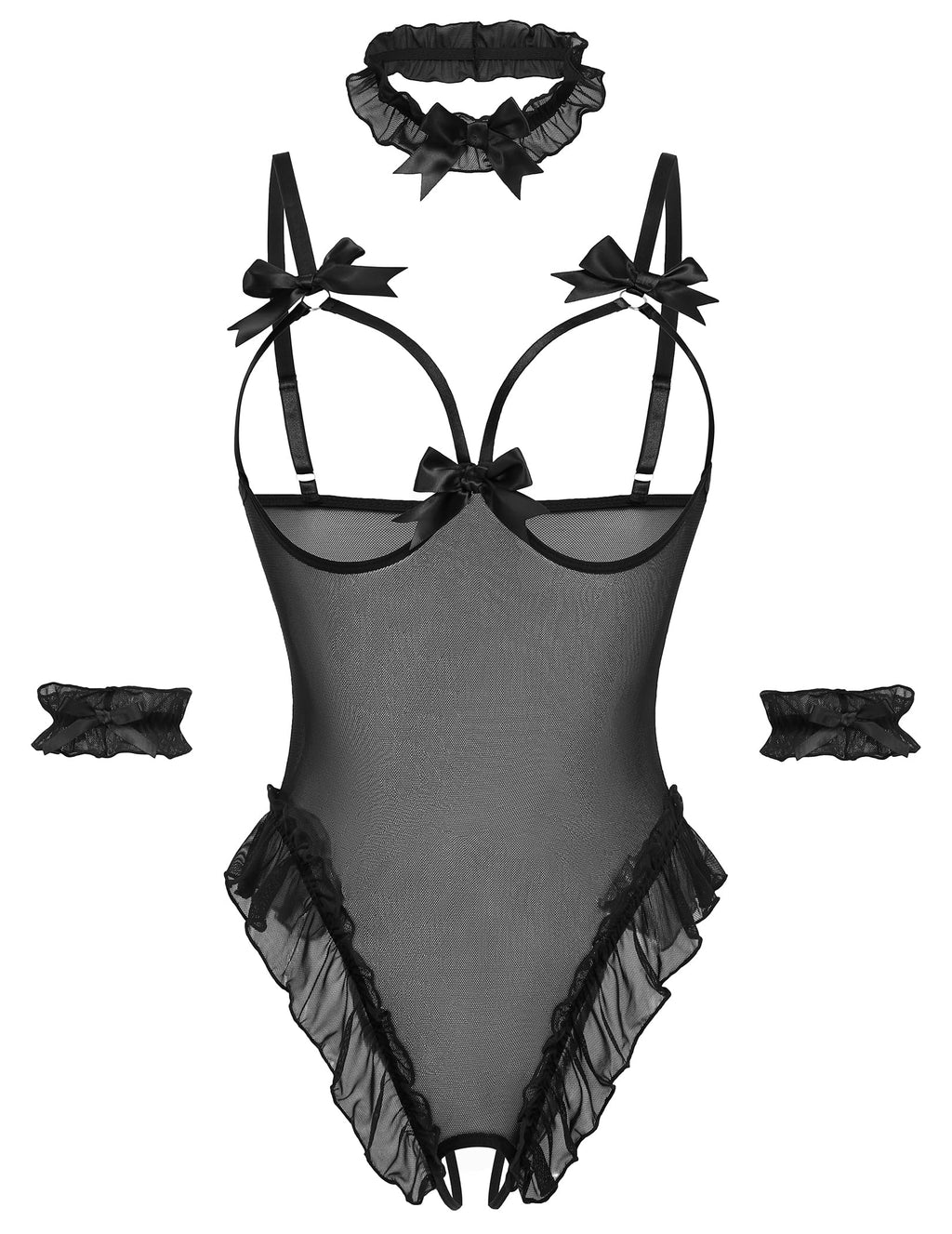 Sisu Couture's Avidlove Lingerie Bodysuit 4 Piece Set Sheer Mesh Teddy - image 20