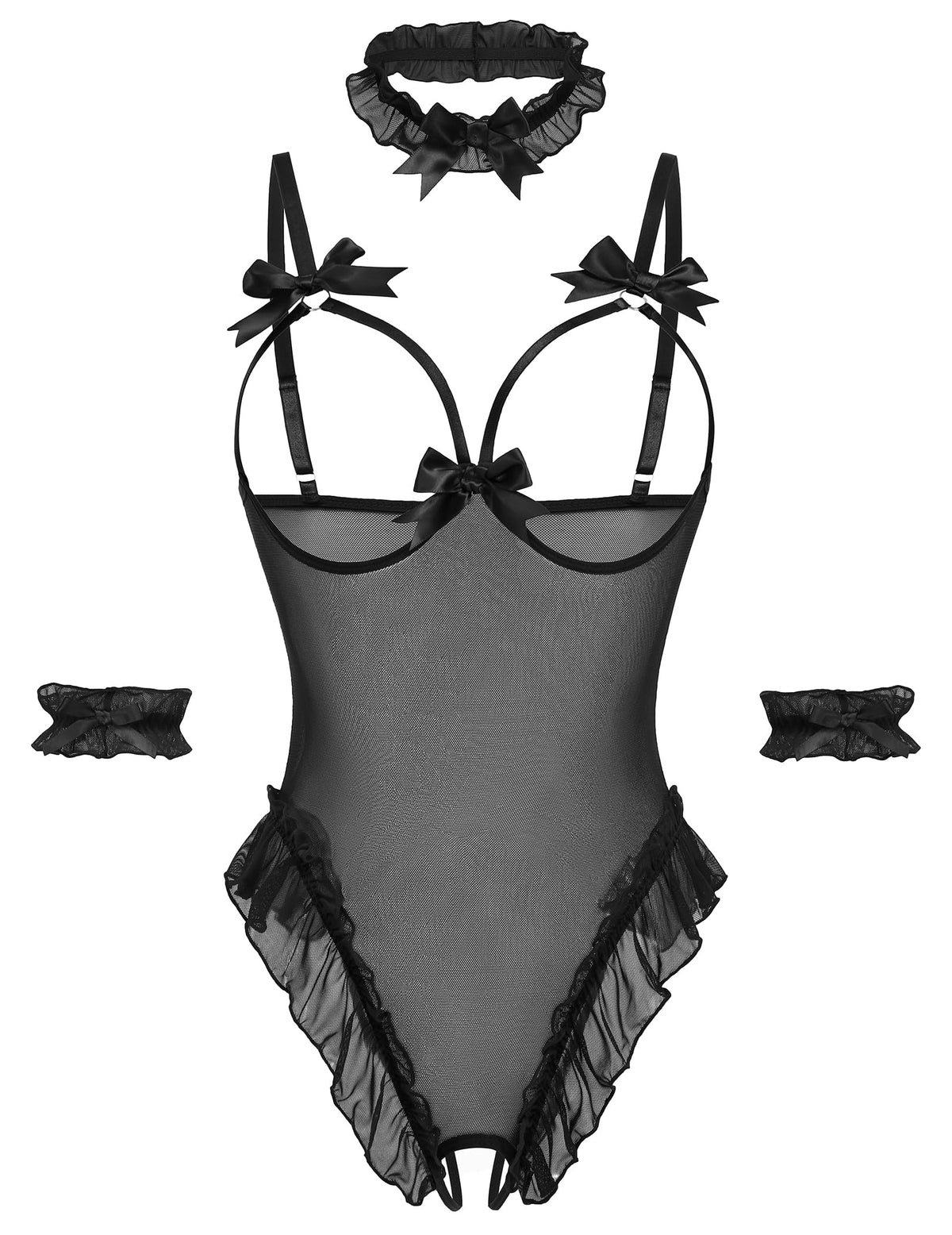 Sisu Couture's Avidlove Lingerie Bodysuit 4 Piece Set Sheer Mesh Teddy - image 20
