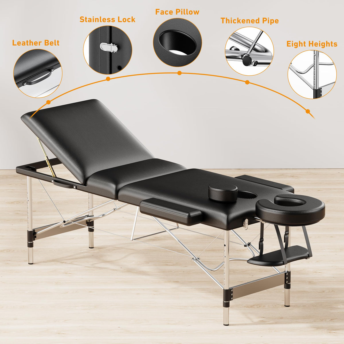 Sisu Couture's Brelley 3 Sections Aluminum Adjustable Massage Table Portable 22.8" - image 12