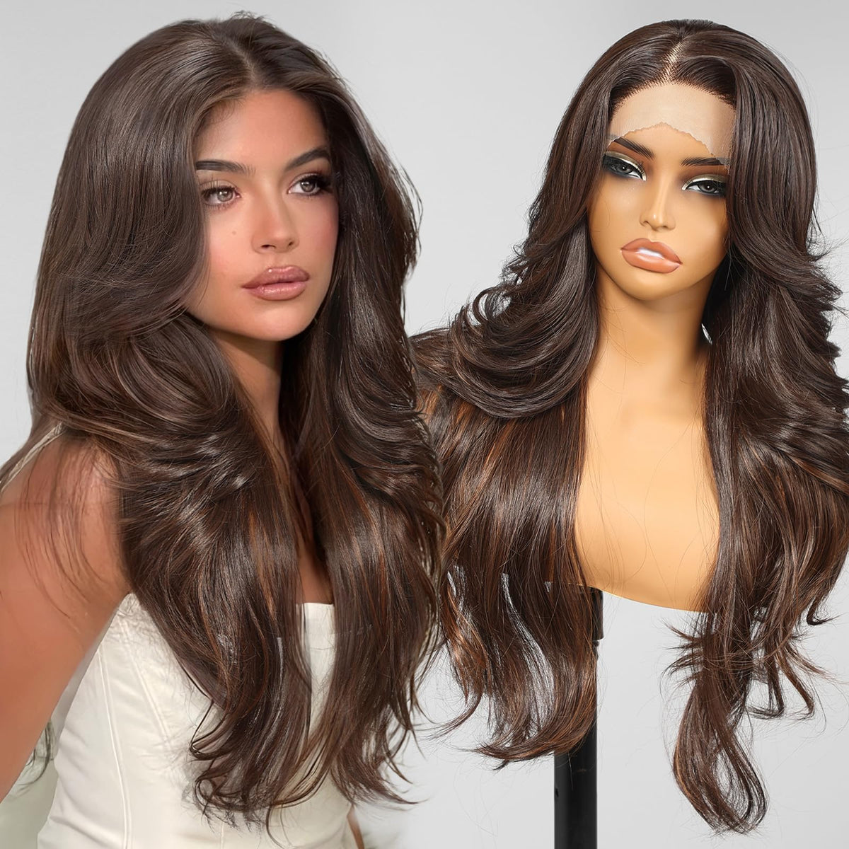 Sisu Couture's Kome Brown Layered Wave 13x4 Synthetic Lace Front Wig - image 1