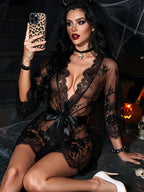 Sisu Couture's Avidlove Lace Kimono Robe Babydoll Lingerie Mesh Nightgown S - image 14