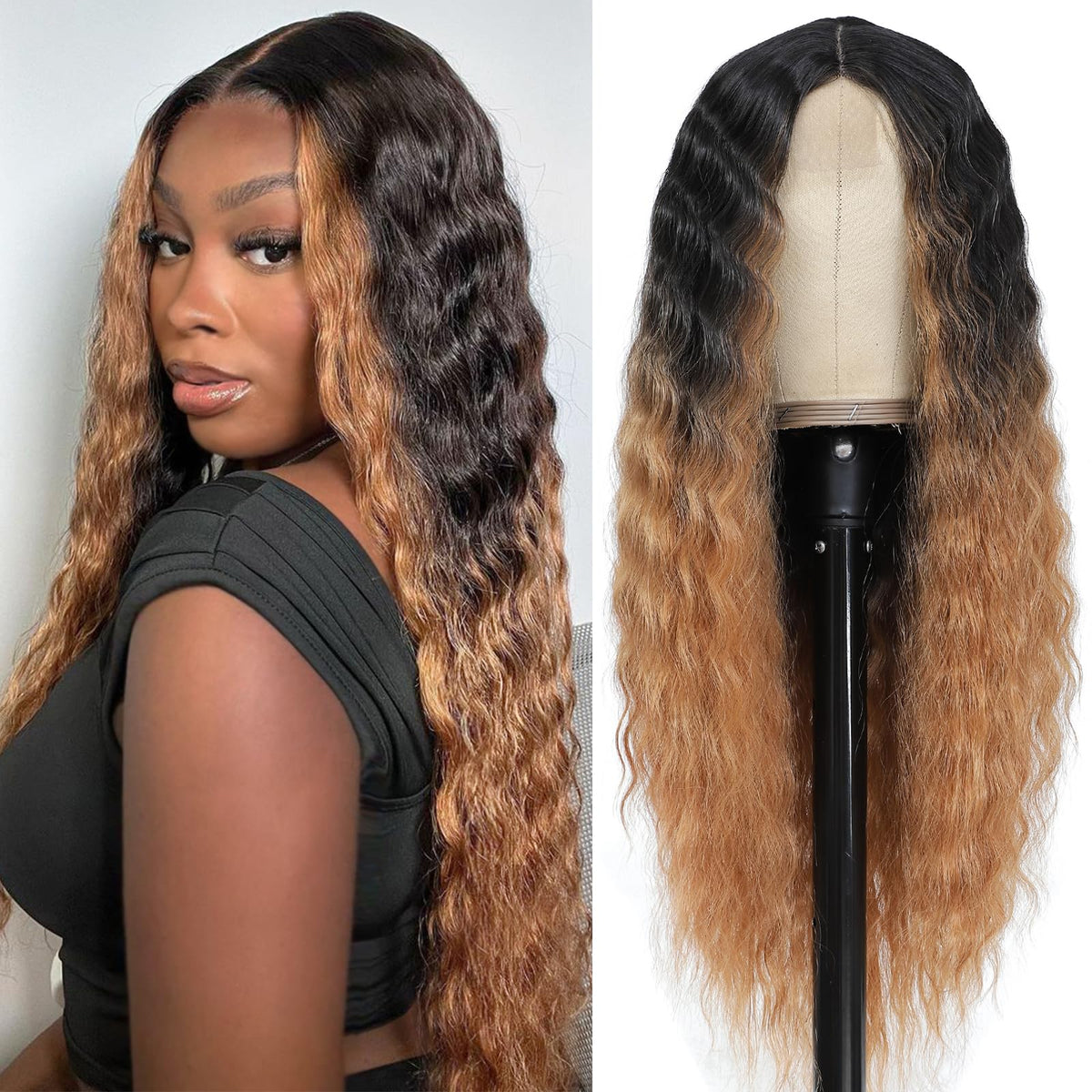 Sisu Couture's Instastyle 30 Inch Synthetic Curly Wigs Long Black Hair - image 21