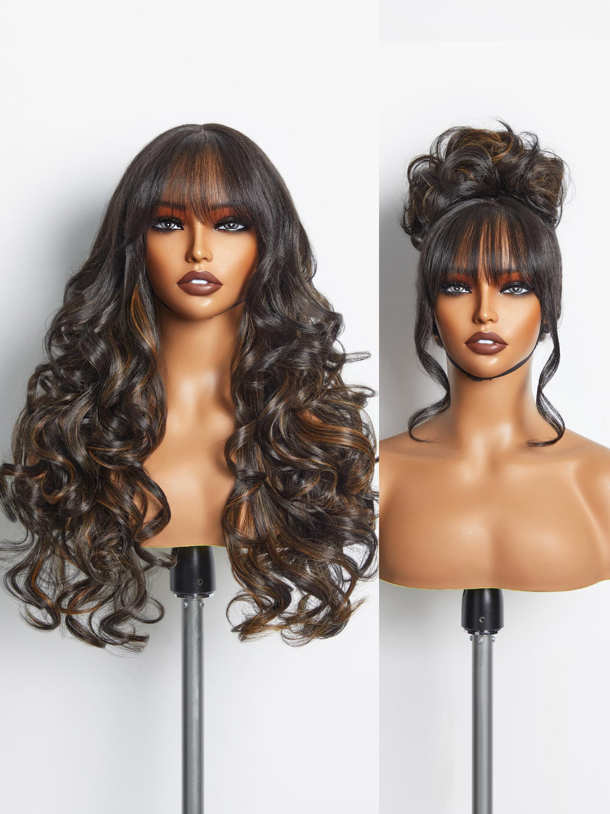 Sisu Couture's Gorgius Highlight Straight Layered Wigs With Bangs Glueless Black - image 11