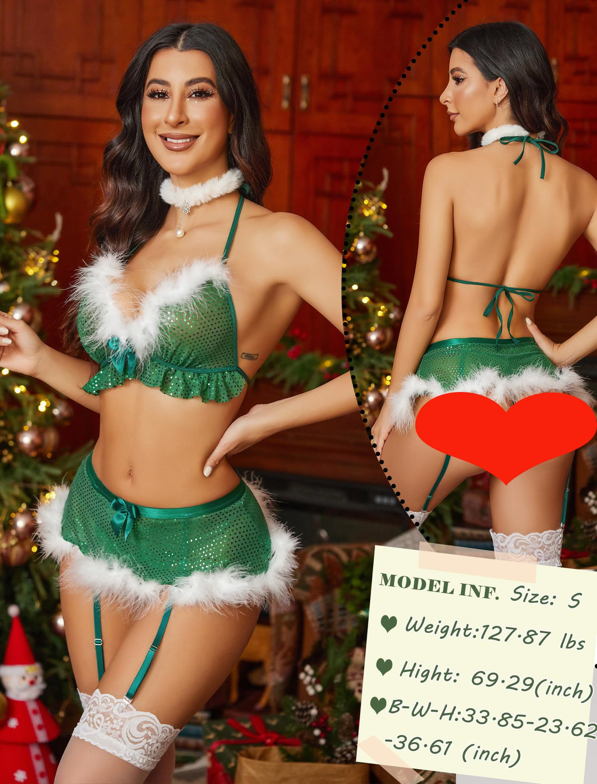 Sisu Couture's Avidlove Christmas Lingerie Set With Garter Belt Bra And - image 9