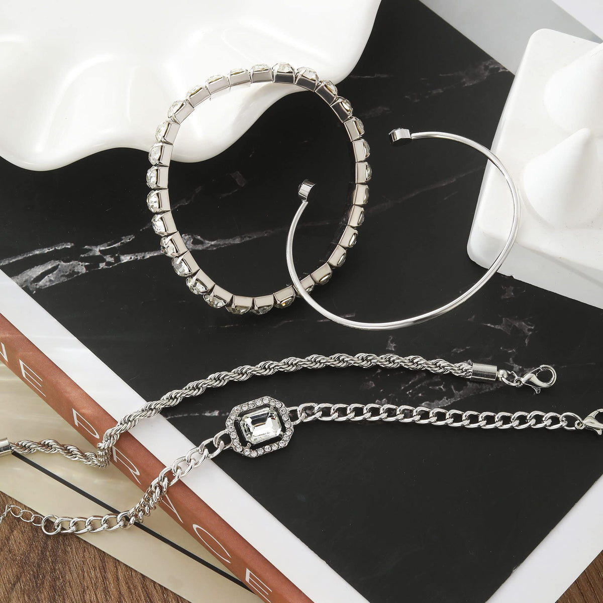 Sisu Couture's 17if 4 Pcs Dainty Gold Silver Bracelets Set - image 13