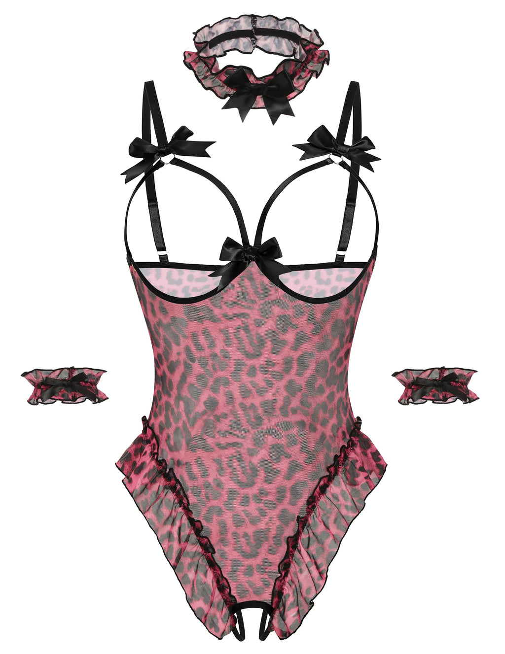 Sisu Couture's Avidlove Lingerie Bodysuit 4 Piece Set Sheer Mesh Teddy - image 22