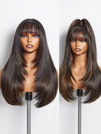 Sisu Couture's Gorgius Highlight Straight Layered Wigs With Bangs Glueless Black - image 2