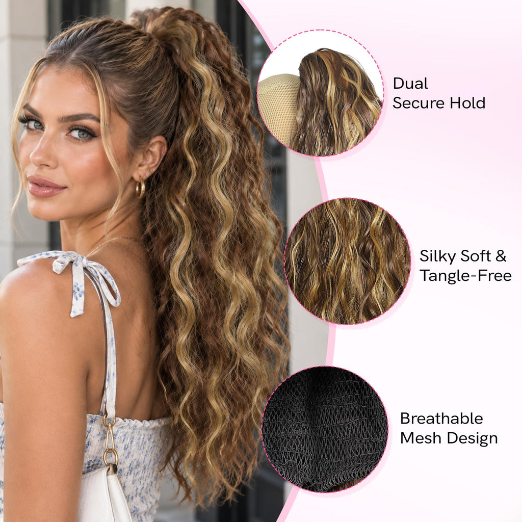 Sisu Couture's 20 Inch Long Wavy Claw Clip Ponytail Extension - image 17