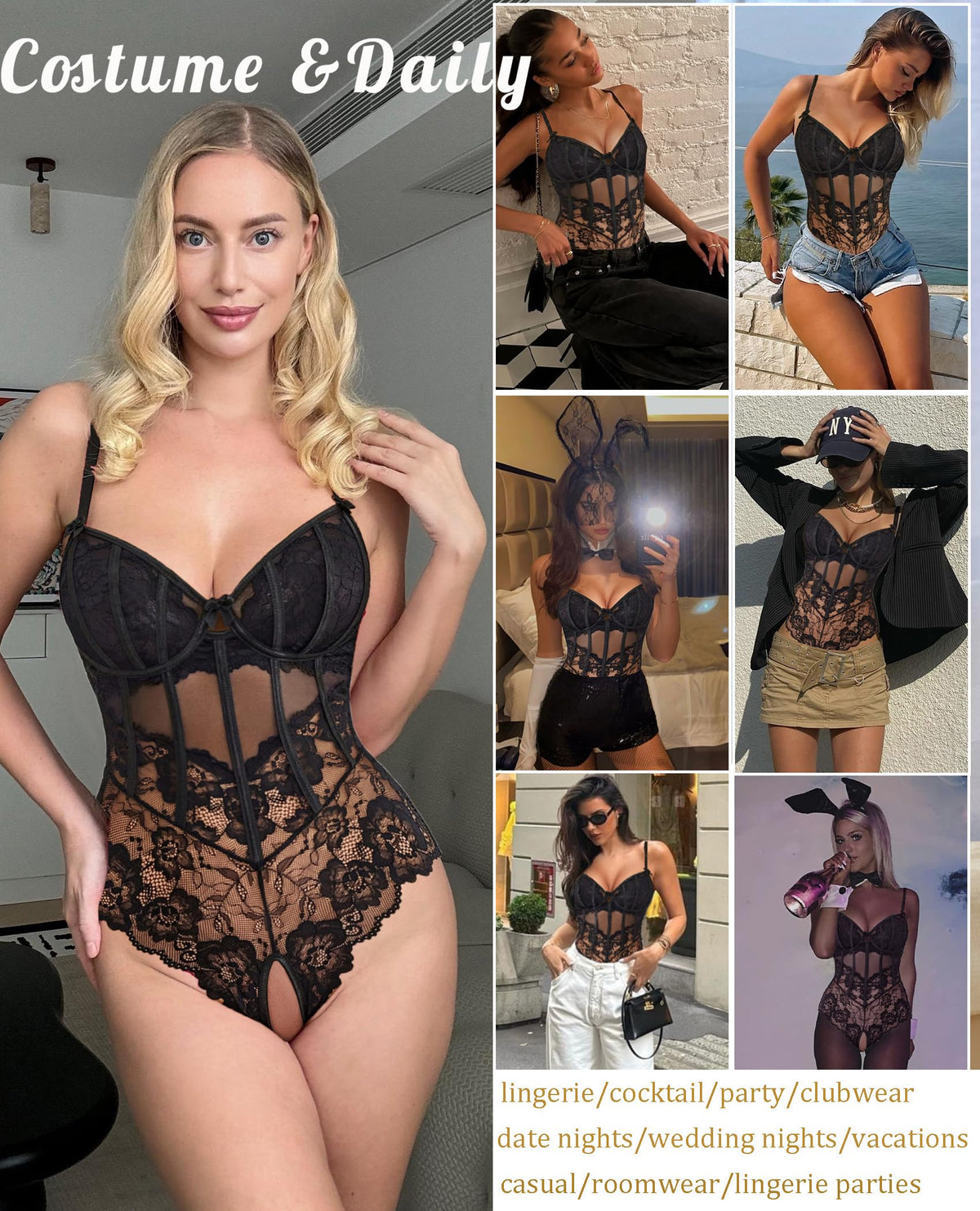 Sisu Couture's Avidlove Lingerie Lace Bodysuit V Neck Body Suits One - image 17