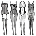 Sisu Couture's Lace Stockings Lingerie Floral Fishnet Bodysuits Lingerie Nightwear For - image 1