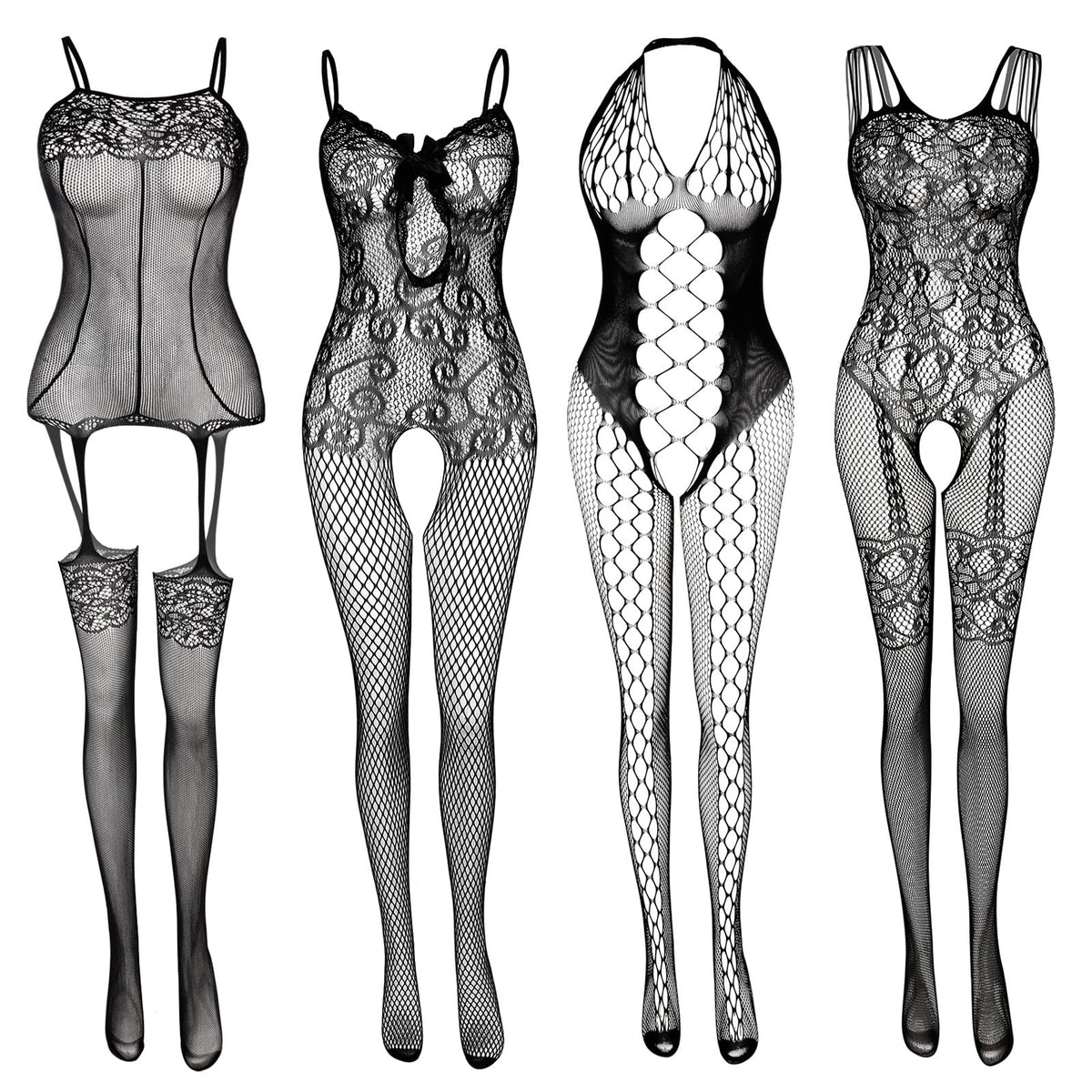 Sisu Couture's Lace Stockings Lingerie Floral Fishnet Bodysuits Lingerie Nightwear For - image 1