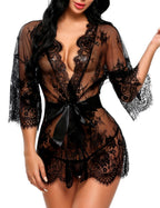 Sisu Couture's Avidlove Lace Kimono Robe Babydoll Lingerie Mesh Nightgown S - image 1