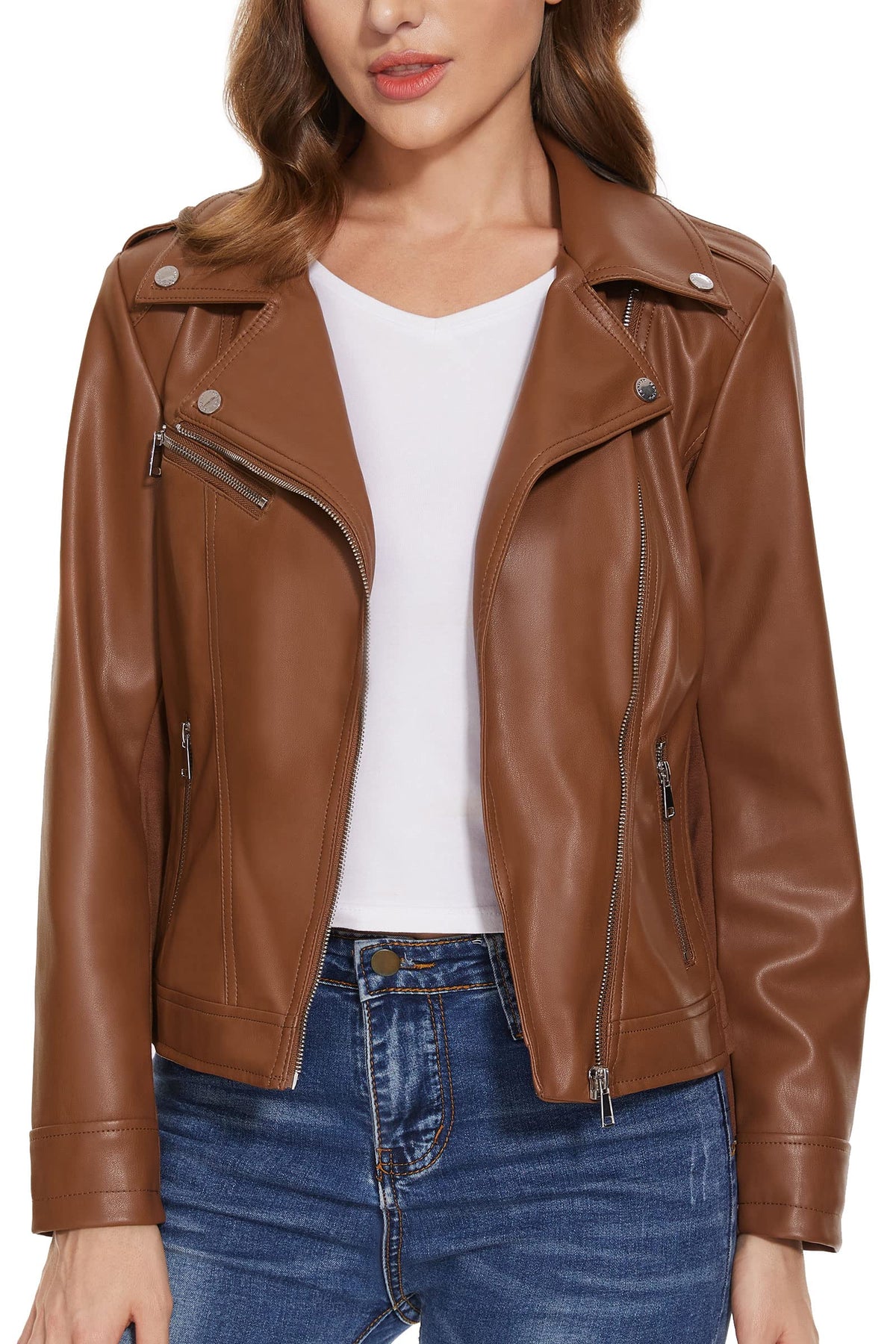 Sisu Couture's Fahsyee Lapel Faux Leather Moto Jacket - image 20