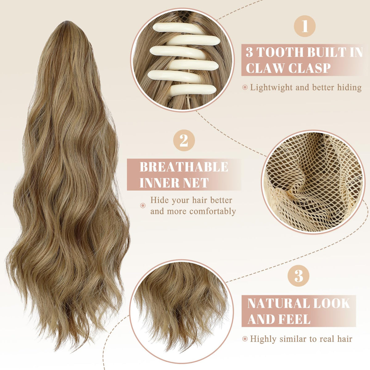 Sisu Couture's Felendy 16" Ponytail Extension Long Curly Wavy Ponytails Clip - image 15