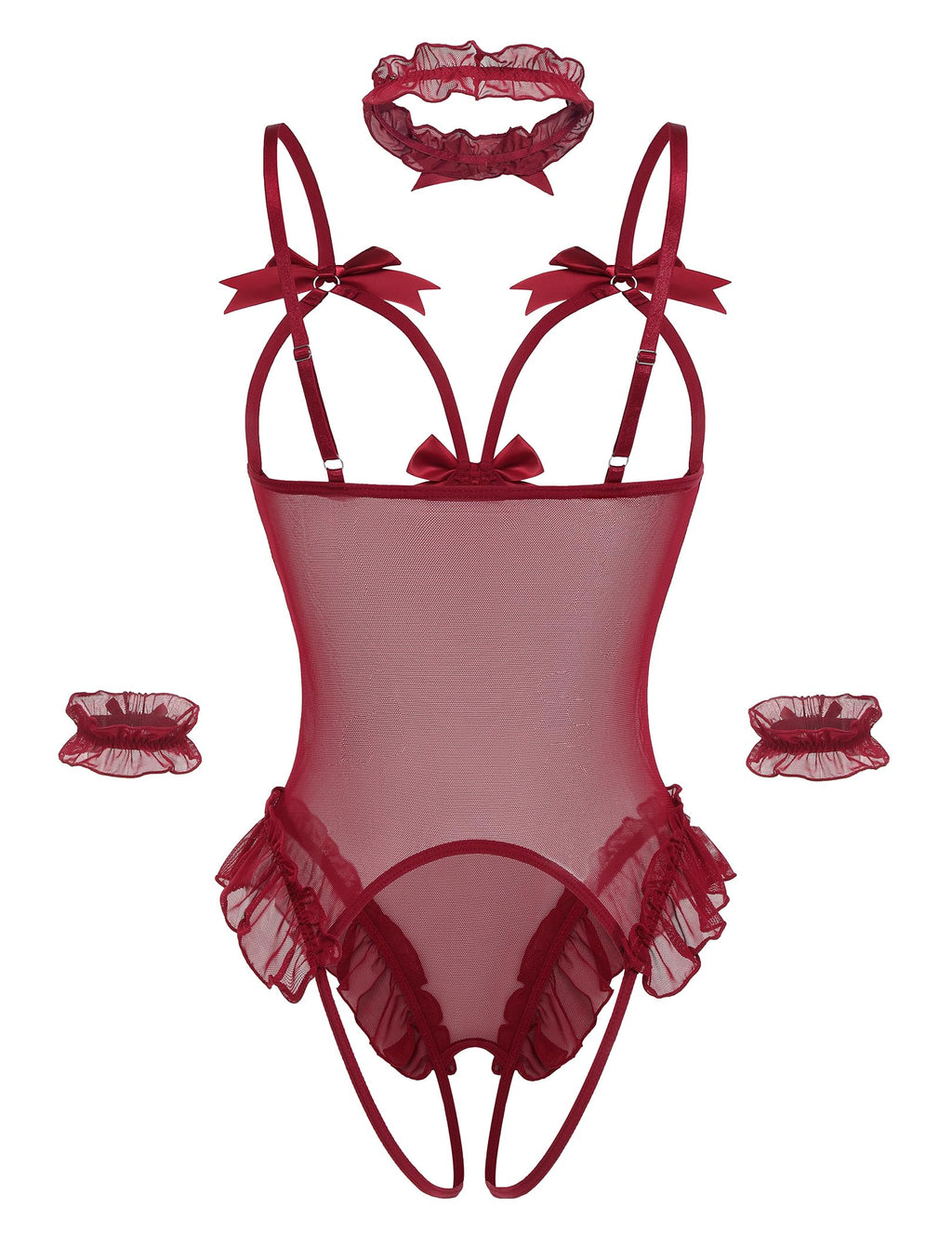 Sisu Couture's Avidlove Lingerie Bodysuit 4 Piece Set Sheer Mesh Teddy - image 15