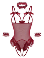 Sisu Couture's Avidlove Lingerie Bodysuit 4 Piece Set Sheer Mesh Teddy - image 15