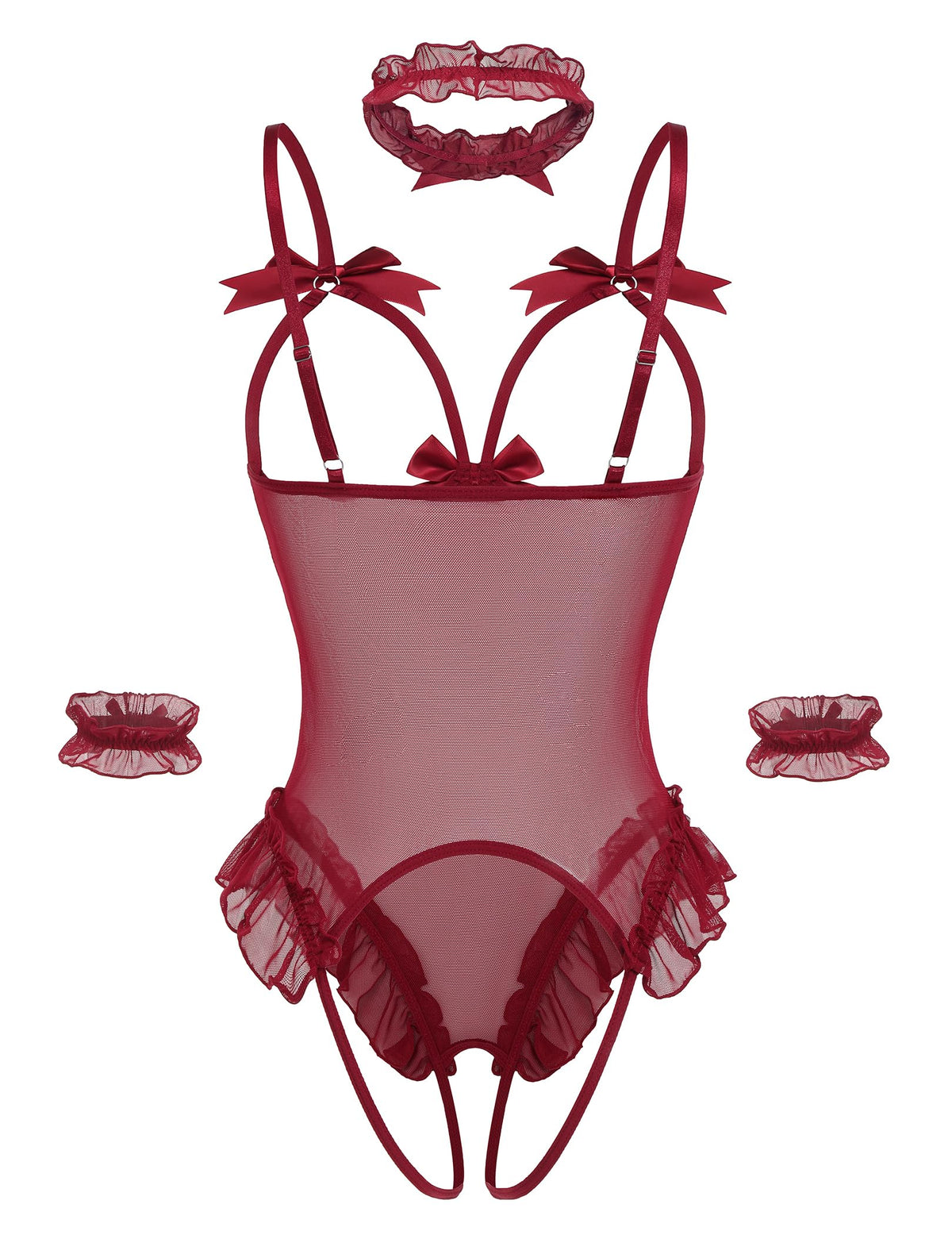 Sisu Couture's Avidlove Lingerie Bodysuit 4 Piece Set Sheer Mesh Teddy - image 15