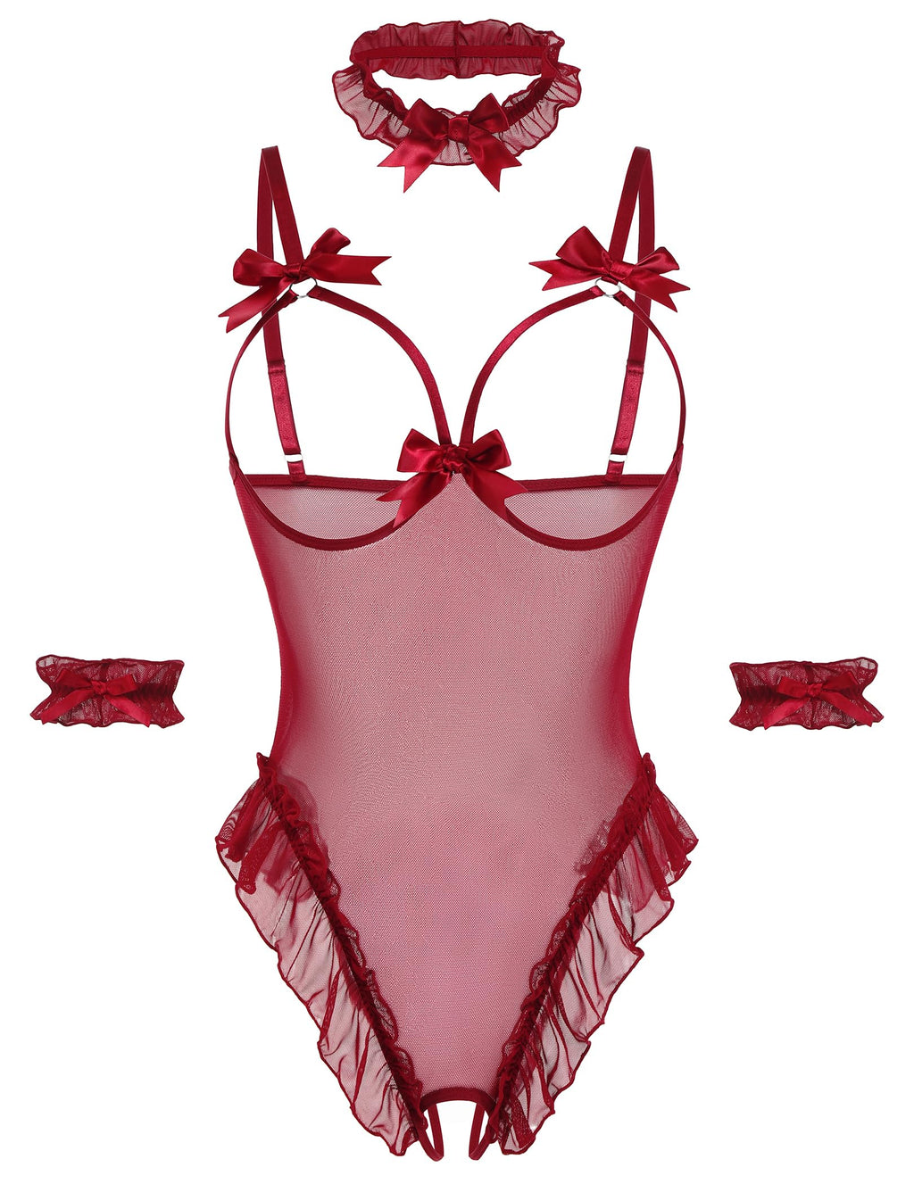 Sisu Couture's Avidlove Lingerie Bodysuit 4 Piece Set Sheer Mesh Teddy - image 1