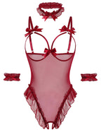 Sisu Couture's Avidlove Lingerie Bodysuit 4 Piece Set Sheer Mesh Teddy - image 1