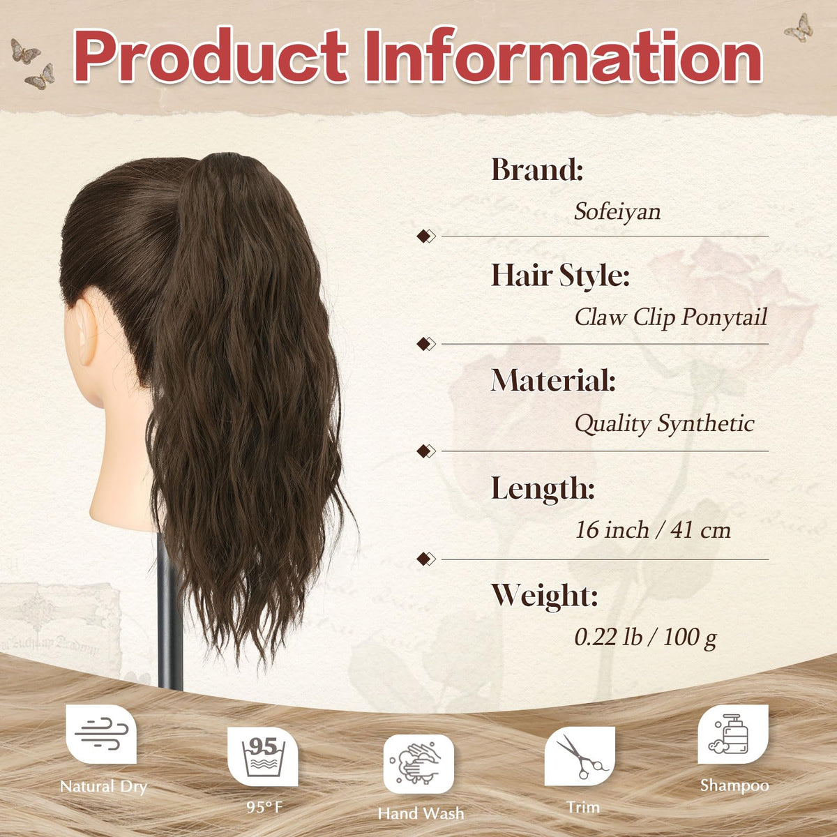 Sisu Couture's Sofeiyan Ponytail Extension 16" Curly Wavy Claw Clip Ponytail - image 11