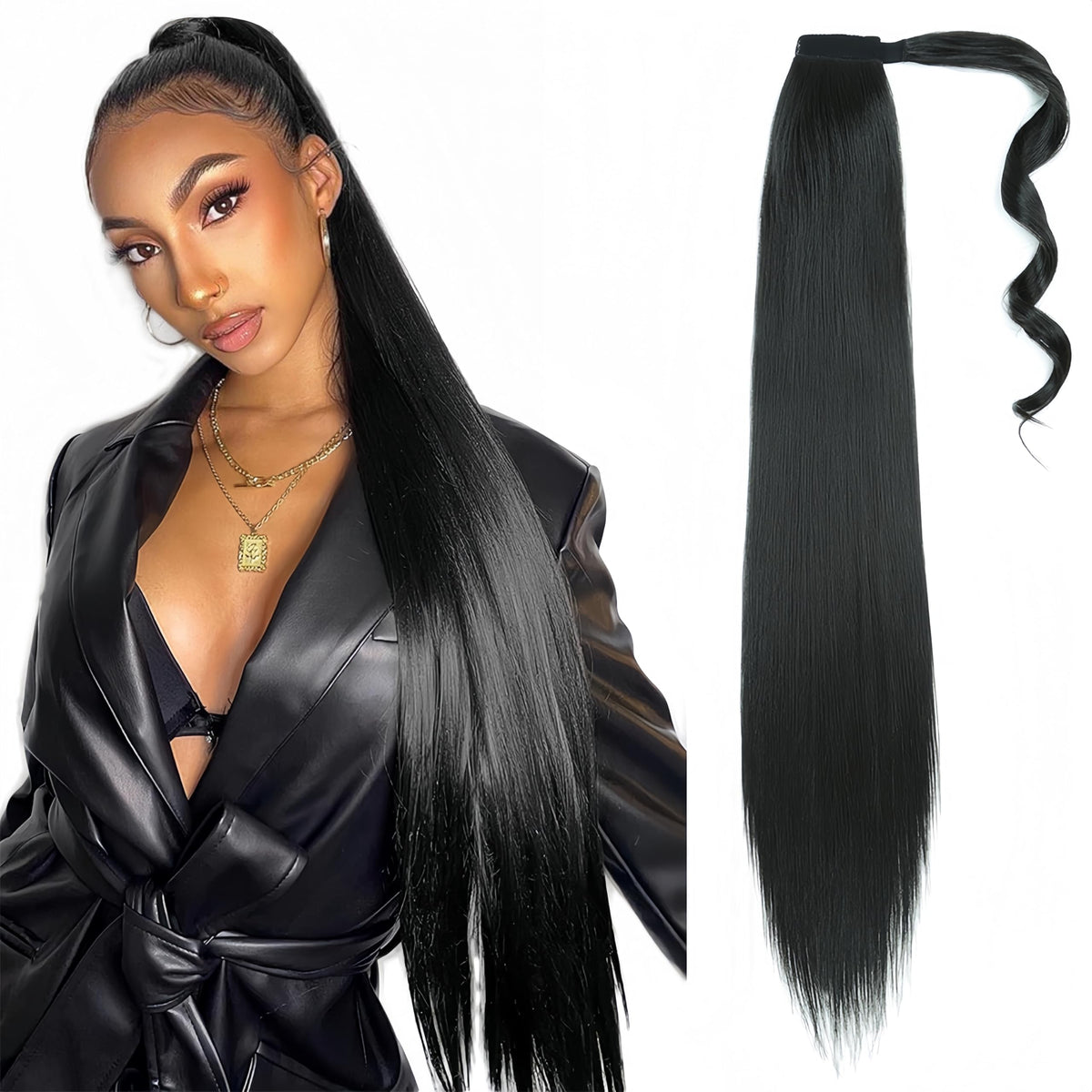 Sisu Couture's Straight Invisible Ponytail Extension Long Drawstring Pony Tail Hair - image 14