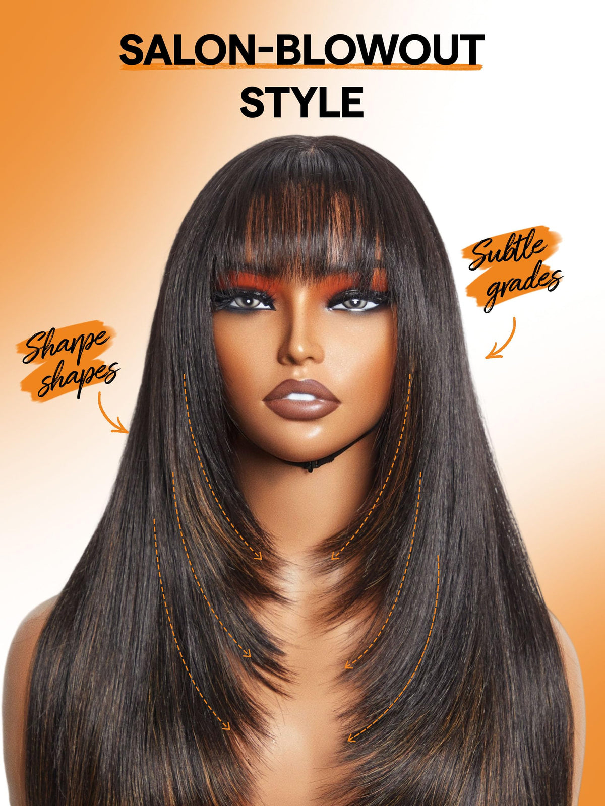 Sisu Couture's Gorgius Highlight Straight Layered Wigs With Bangs Glueless Black - image 18