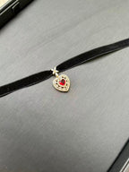 Sisu Couture's Momocat 14k Gold Plated Black Velvet Choker Imitation Ruby - image 8