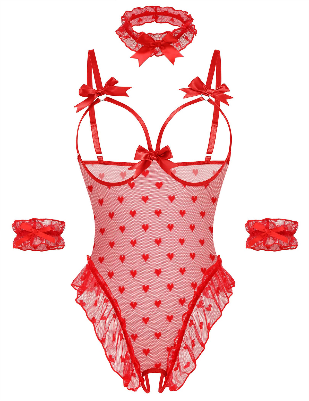Sisu Couture's Avidlove Lingerie Bodysuit 4 Piece Set Sheer Mesh Teddy - image 18