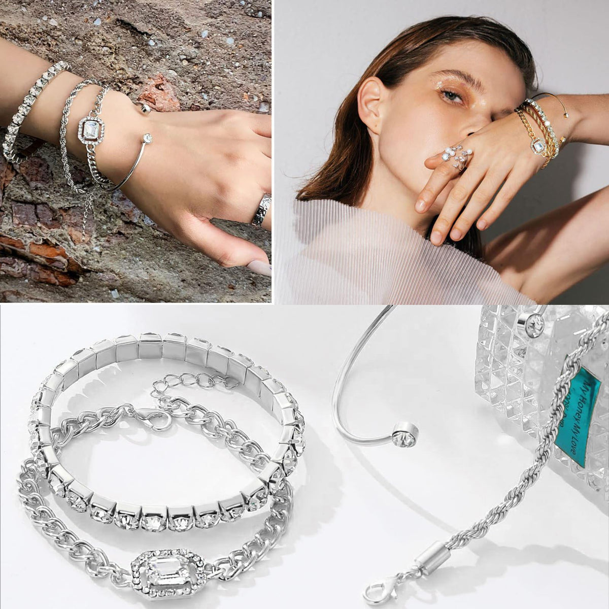 Sisu Couture's 17if 4 Pcs Dainty Gold Silver Bracelets Set - image 10