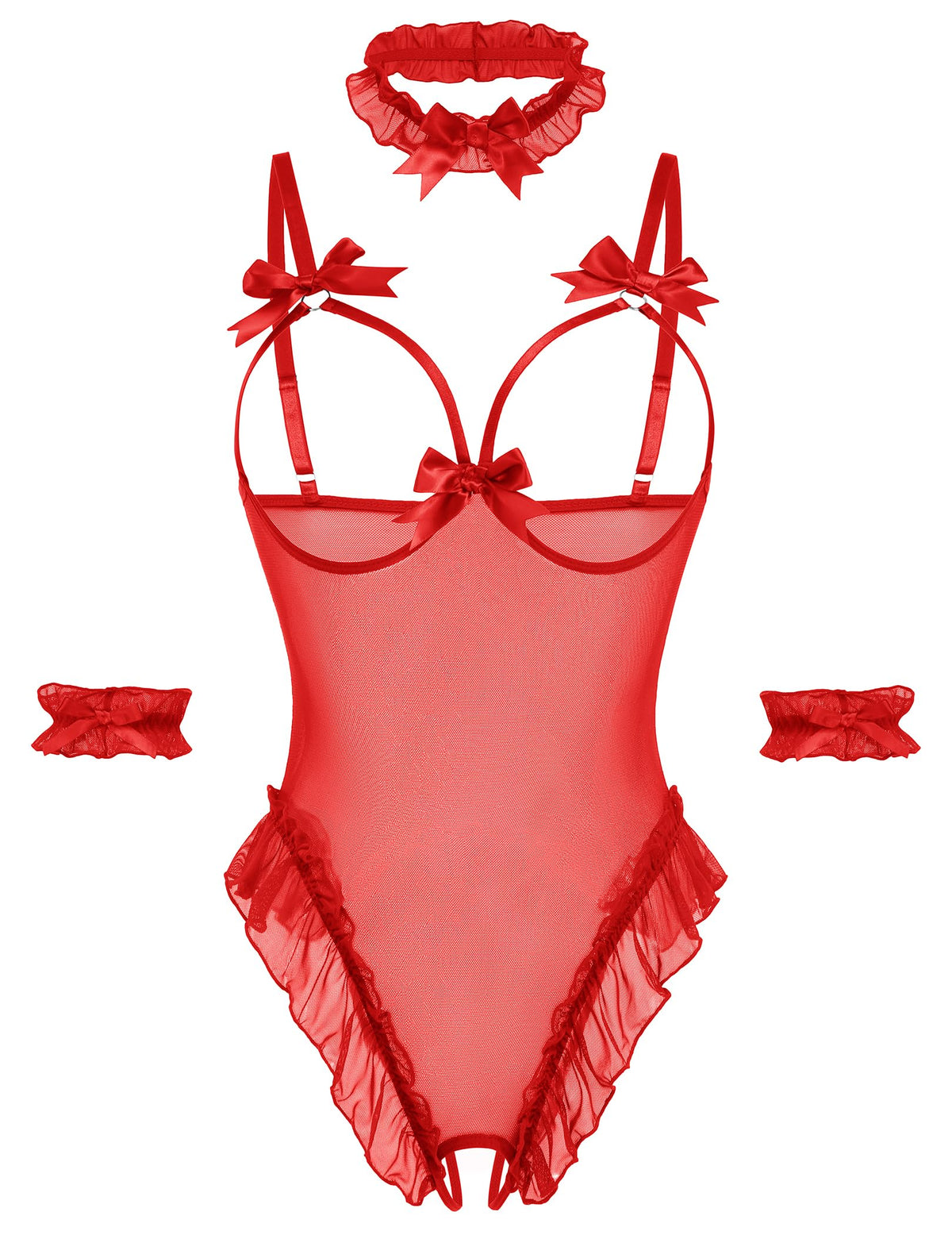 Sisu Couture's Avidlove Lingerie Bodysuit 4 Piece Set Sheer Mesh Teddy - image 23