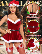Sisu Couture's Avidlove Christmas Lingerie Sexy Santa Babydoll V Neck Velvet - image 12