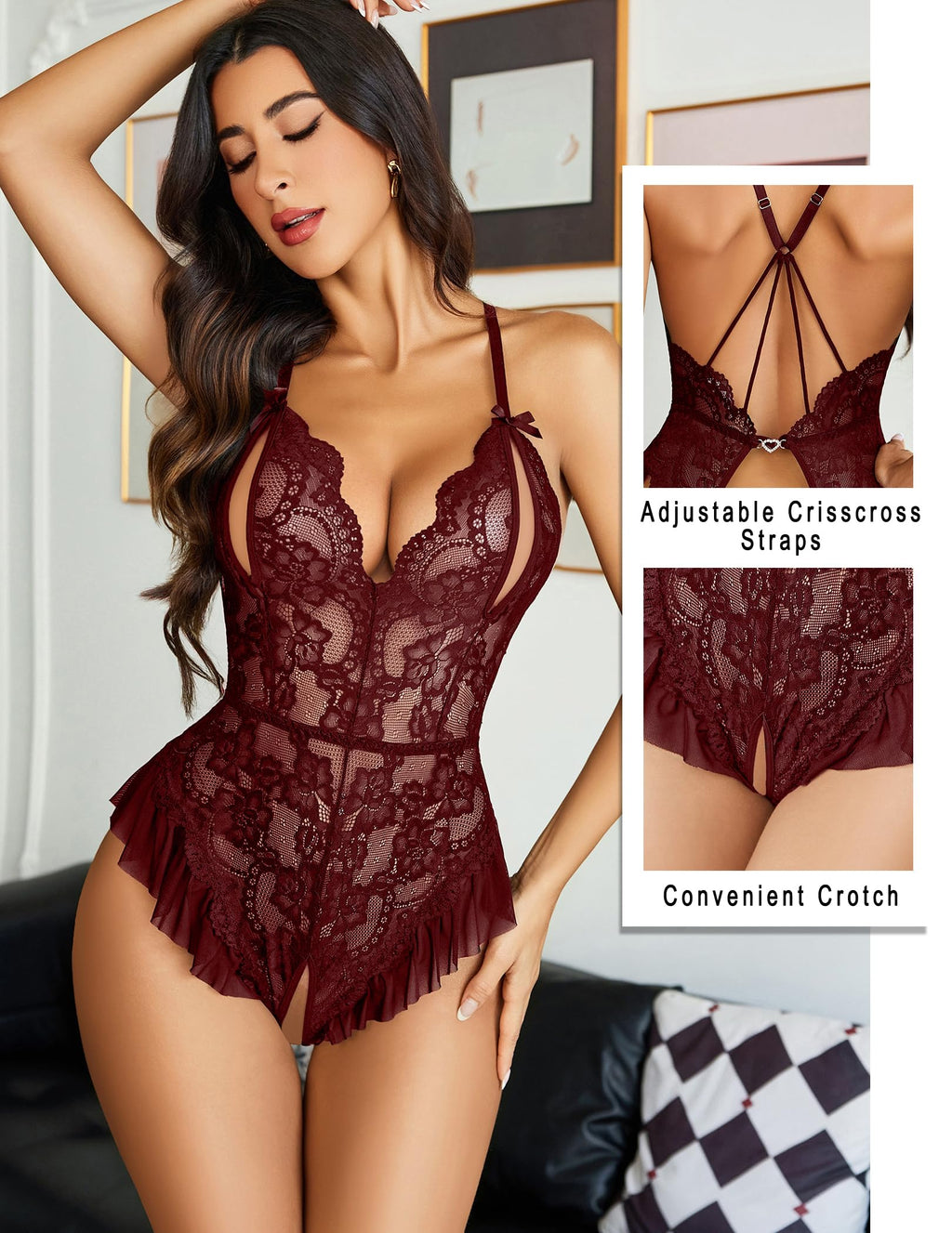 Sisu Couture's Avidlove Teddy Lingerie Sexy Cut Out Lace Bodysuit One - image 14