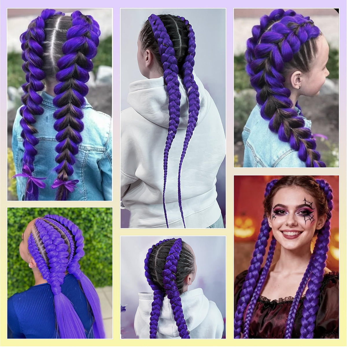 Sisu Couture's Getgal 24inch Purple Braids Ponytail Hair Extensions Kids Costume - image 21