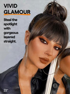 Sisu Couture's Gorgius Highlight Straight Layered Wigs With Bangs Glueless Black - image 4