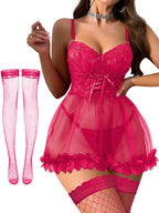 Sisu Couture's Foxiny Sexy Lingerie Dress 3 Pcs Nightgown With Thong - image 24