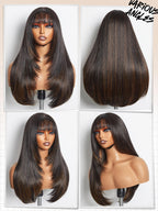 Sisu Couture's Gorgius Highlight Straight Layered Wigs With Bangs Glueless Black - image 5