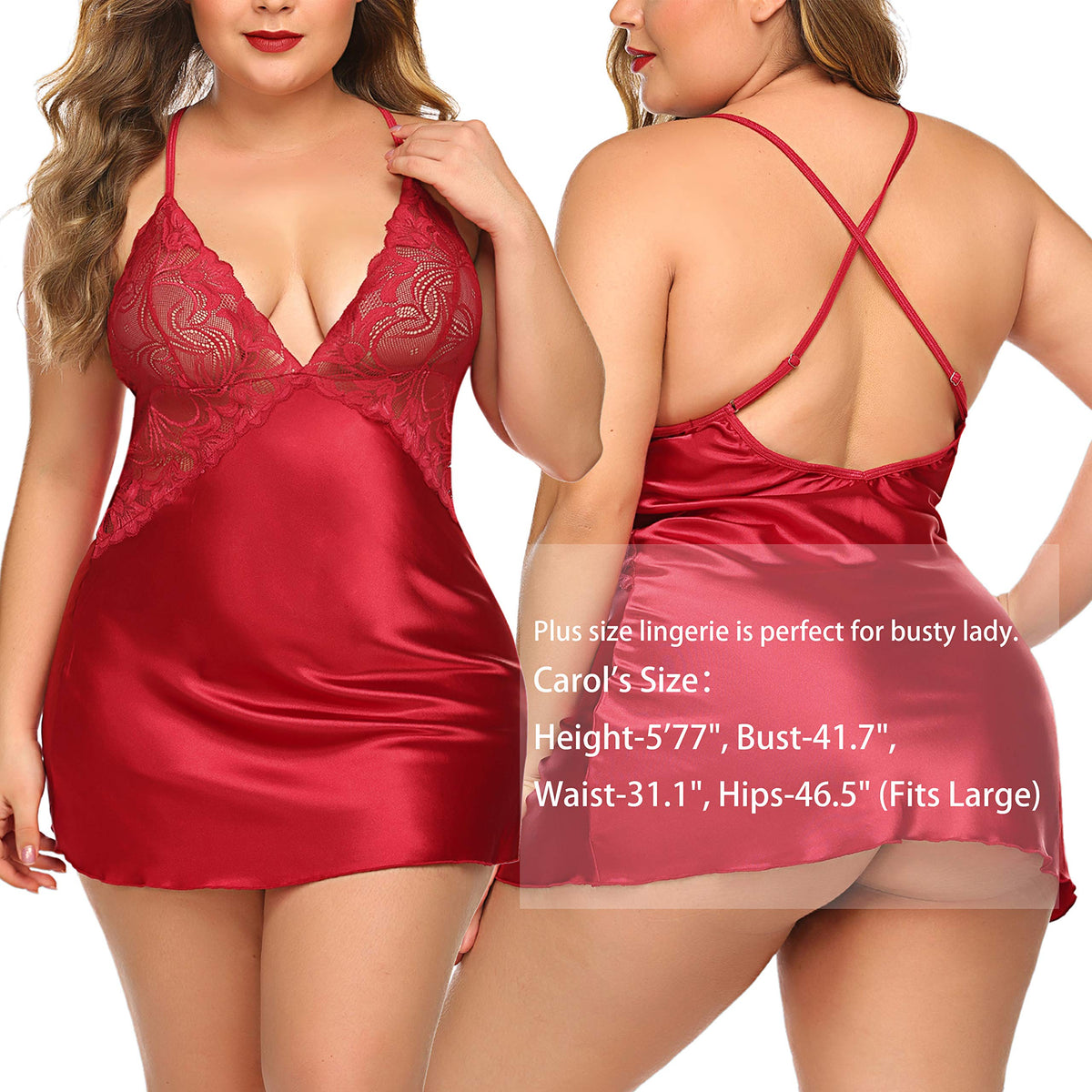 Sisu Couture's Avidlove Satin Lingerie Sexy Nightgown Lace Chemise Mini Babydoll - image 18