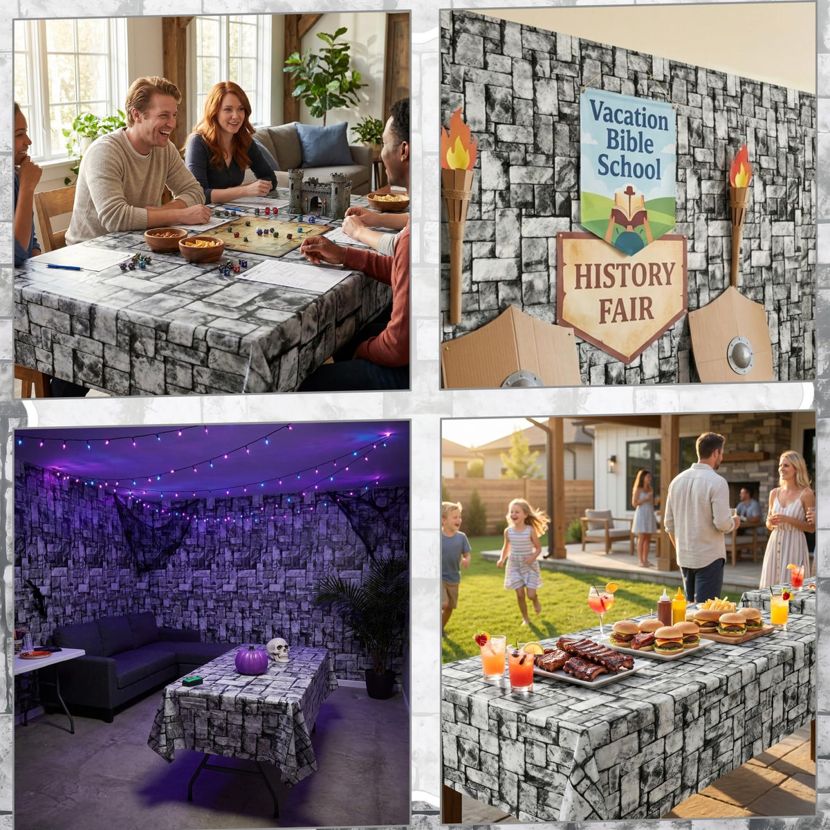Sisu Couture's 100ft x 54in Stone Wall Plastic Tablecloth Roll With - image 16