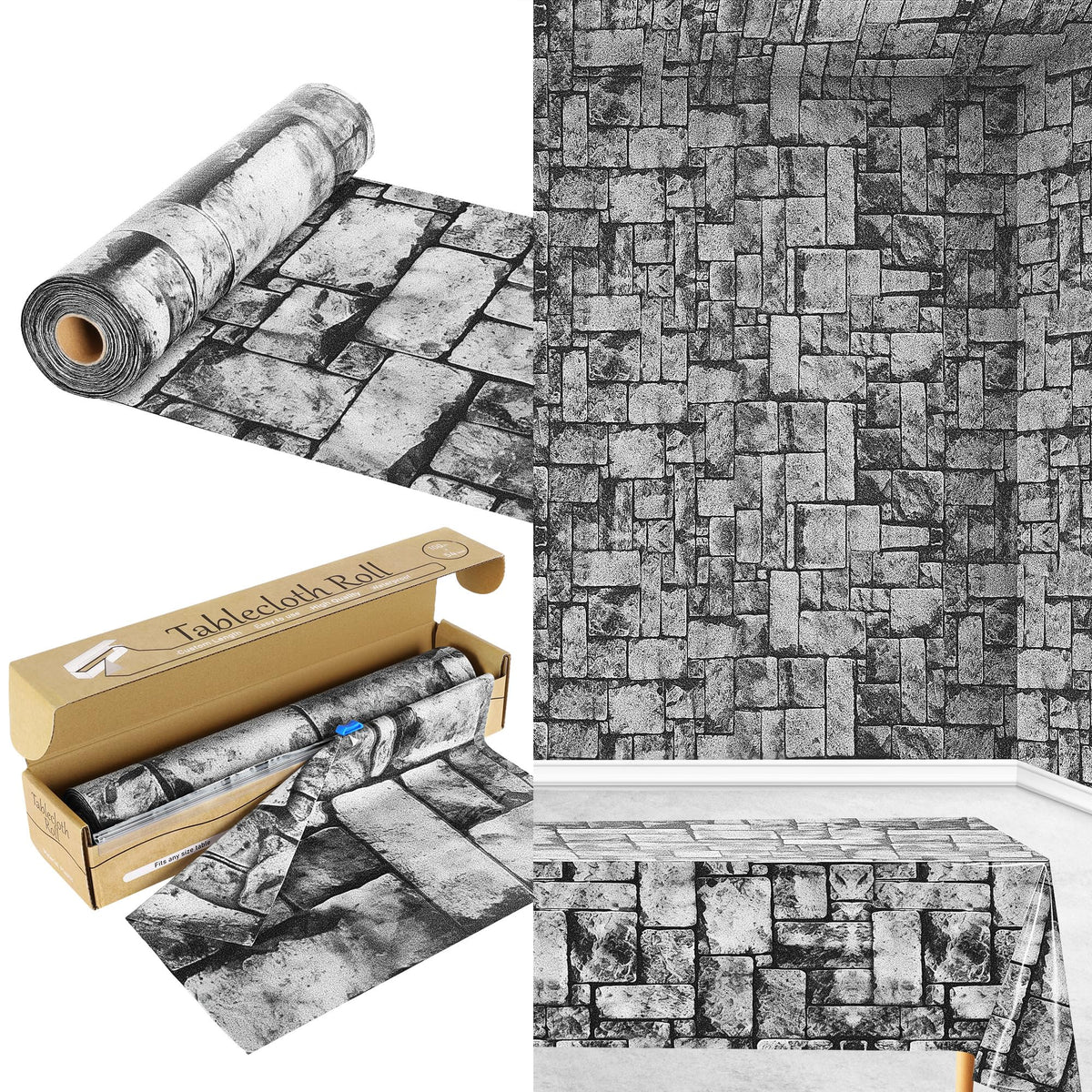 Sisu Couture's 100ft x 54in Stone Wall Plastic Tablecloth Roll With - image 1