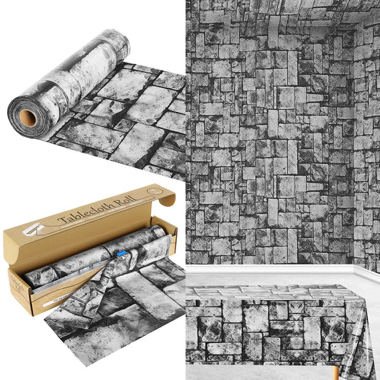 Sisu Couture's 100ft x 54in Stone Wall Plastic Tablecloth Roll With - image 1